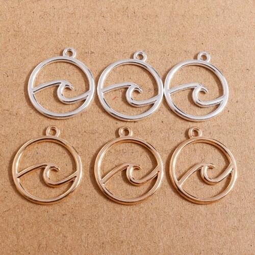 20pcs/lot 20*23mm 2 Colors Hollow Round Waves Charms Pendant Jewelry Metal Alloy DIY Necklace Bracelet Earrings Marking Craft