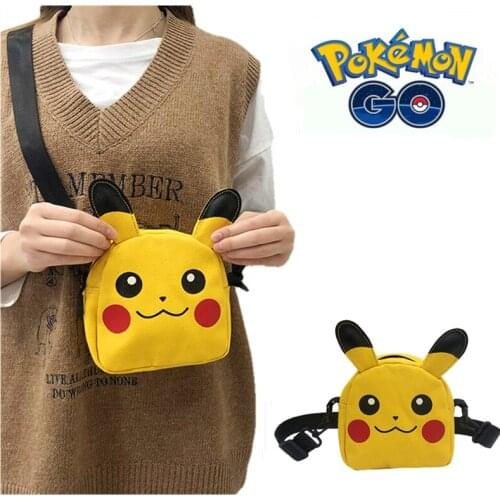 Anime Pokemon Original Pikachu Childrens Fashion Outdoor Canvas Messenger Storage Bag Cartoon Anime Fashion Cute Backpack Toy