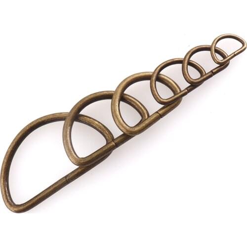 Bronze metal Dee Ring D-ring buckle hook 10mm-38mm Sewing D-rings Strap Purse Ring D Circle for belt Handbag Webbing strap Purse