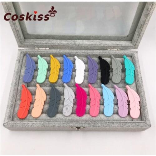Food grade Silicone Feather Shape Beads BPA Free for DIY Jewelry Accessories Making Baby Teething teether Necklace