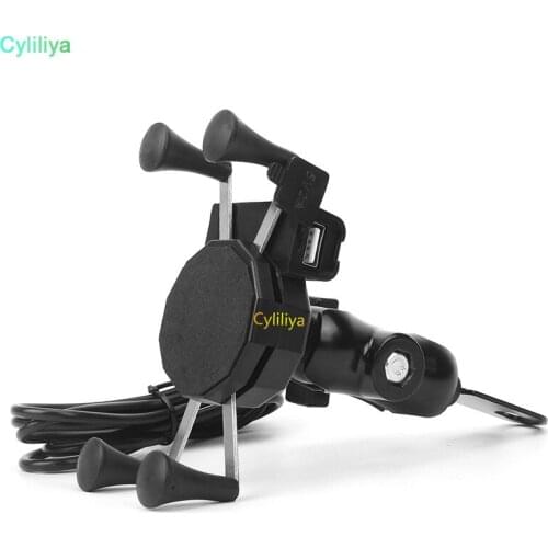 100PCS High Quality 5V 2A Fast Charge Motorcycle Handlebar Rail Mount X-Grip Cell Phone Smartphone Holder for iPhone Phone