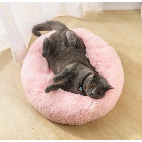 Long Plush Soft Pet Cat Bed Kennel Dog Round Cat Sleeping Bag Puppy Cushion Mat Portable Cat Couch for Small Medium Pets 5 sizes