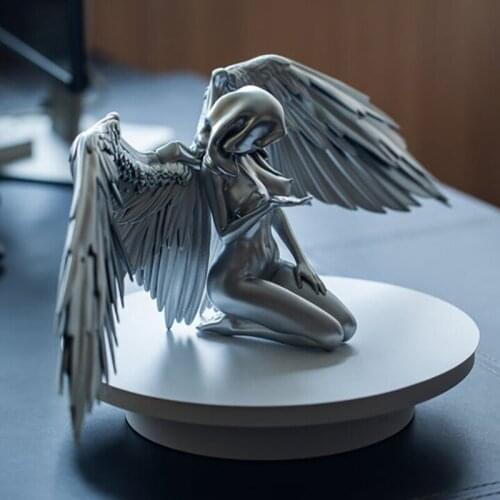 Art Angel Female Woman Wing Kneeling Cloak Hat Figurine Resin Ornament For Garden Home Decor Art Decoration Accessories