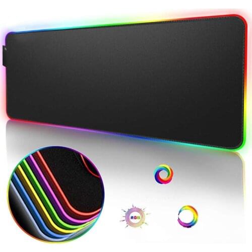 LED Luminous Colorful RGB Lights Anti-slip Gaming Mouse Pad Oversized Seaming Table Mat Rubber Keyboard Mat For Computers
