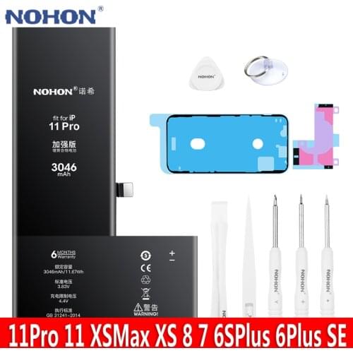NOHON Battery For iPhone 11 Pro 6 6S Plus 7 8 XS Max SE Lithium Replacement Bateria For iPhone11Pro iPhone7 iPhone6S iPhone6Plus