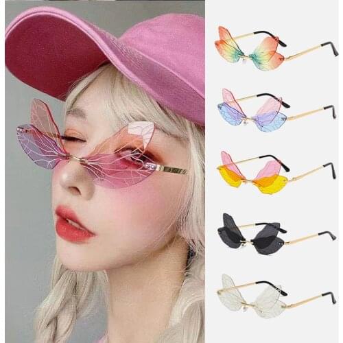 Fashion Dragonfly Wings Sunglasses Women Double Lens Spectacles Party Prom Styling Glasses Gafas De Sol