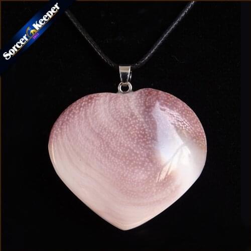 Fashion Women Man Heart Shaped Necklaces Pendants Natural Top Shell Slide Healing Crystal for Jewelry Making BS07