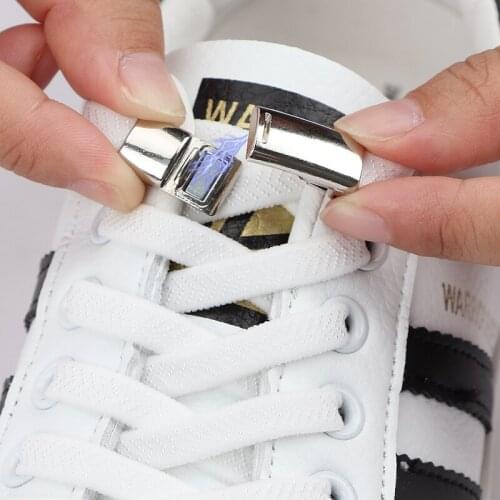 New magnetic lock buckle shoelace small white of shoes lace children adult elastic shoelaces free tie artifact accessories