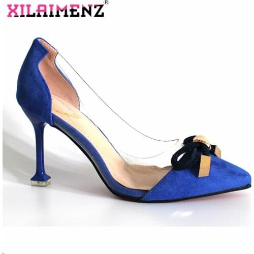 Super High Heels New Arrivals Sweet Style Italian Women Shoes Sexy Lady Shoes in Royal Blue Color for Wedding Pointed Toe Shoes