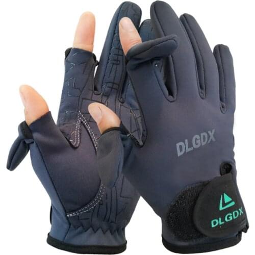 New Women Men 2 Finger Flip Waterproof Windproof Photograph Fishing Gloves Velvet Warm Protection Fish Equipment Angling Gloves