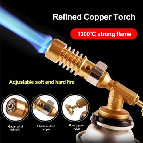 Portable Flame Gun Blowtorch Copper Flame Butane gas-Burner Lighter Heating Welding For Outdoor Camping BBQ Spray Gun Gas Torch