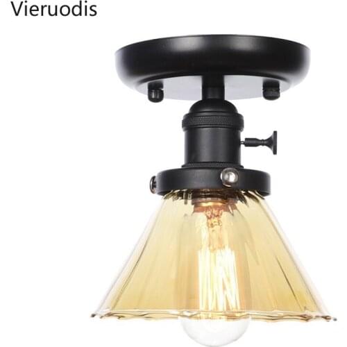 Simple Glass Ceiling Room Lights Switch Retro Bronze Chrome Painting Decorative Lamp Restaurant Corridor Bar Room Cafe Lighting
