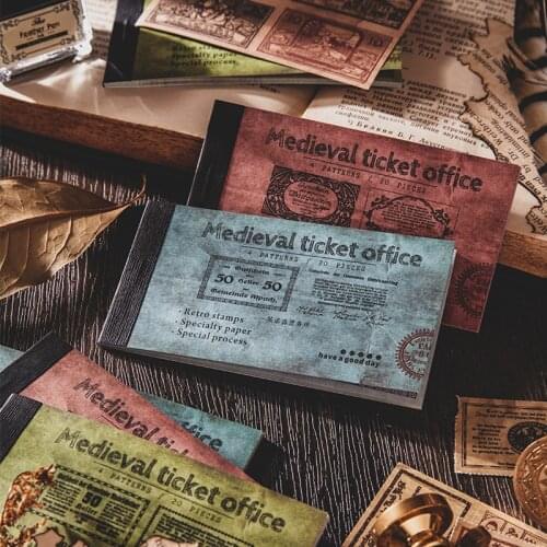 Retro Medieval Ticket Office Material Paper Junk Journal Planner Scrapbooking Vintage Background Decorative DIY Craft paper