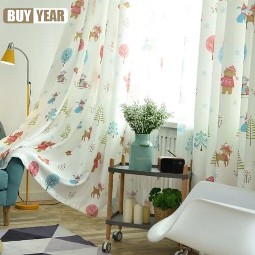 Christmas Curtain Tree Nordic Curtains for Living Room Floor Half Blackout Curtain Tulle Simple Modern Curtain Cloth for Bedroom
