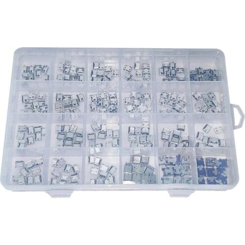 Micro-USB Connector 24 Models Charging Port for Mobile Tablet GPS 240Pcs/Set Standard Micro Port Female Solder Plug