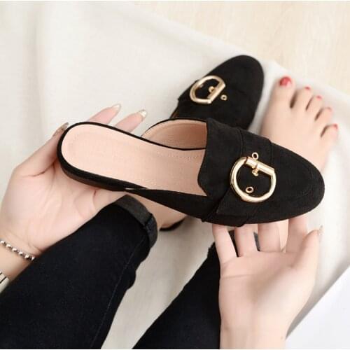 Female Winter Suede Low Heel Slides Designer Shoes Womens Mules Outdoor Ladies Black Platform Slippers Girls Home Flip Flops