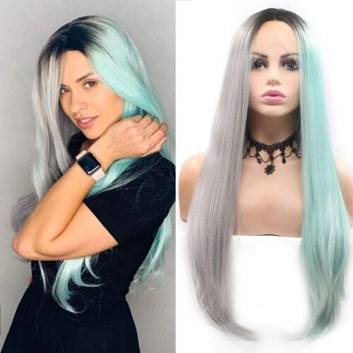 Lace Front Wigs Black and White 2 Colors Silky Long Straight Hair Black Friday Synthetic Wig for Women,Soft Hair