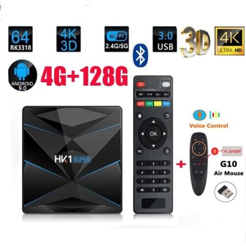 HK1 Super Android 9.0 TV BOX Rockchip RK3318 32G/64G/128G USB 3.0 2.4G/5G Dual WIFI BT4.0 HDR 4K 3D Set Top Box Media Player