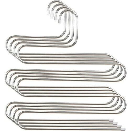 Five S-Type Layers Trouser Hanger Hangers Space-Saving Clothes Pants Non-Slip Closet Organizer For Scarf Jeans Clothes Towels
