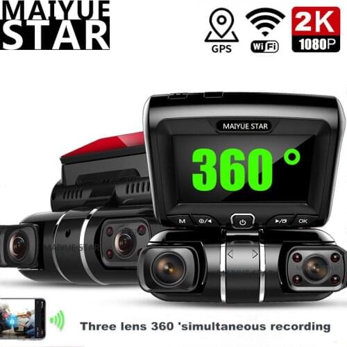 Maiyue star 3” Dash cam 360°rotating car DVR Three-lens automatic video recorder WIFI ADAS Sony sensor HD night vision camera