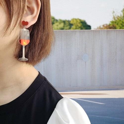 ZiccoWong Vintage Transparent Goblet Dangle Earring Acrylic Heart Wine Cup Eardrop 2021 Trend Earrings Jewelry Party Gifts