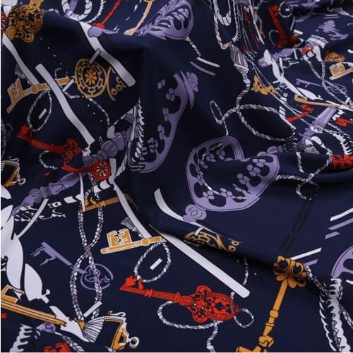 1 Meter X 1.14 Meter Summer Printing Sign Crepe De Chine Dress High End Silk Fabric