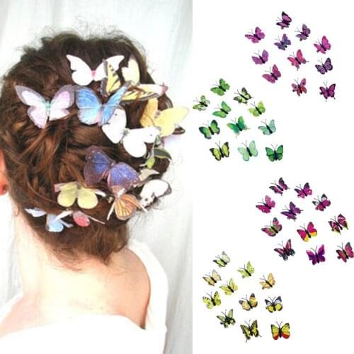 10Pcs Colorful Realistic 3D Butterfly Hair Clips Small Metal Alligator Hairpins Wedding Bridal Styling Barrettes Clamps