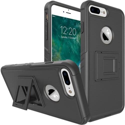 100PCS Shockproof Case For iPhone 6 7 7 8Plus Hard Frame TPU Gel Hybrid Kickstand Cover Cases