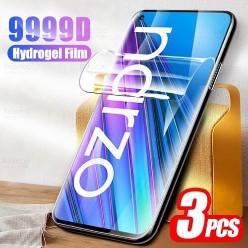 3pcs Full Curved Hydrogel Film For Oppo Realme Narzo 30 5G Realmi Realmy Narzo30 Protective Screen Protector Not Tempered Glass