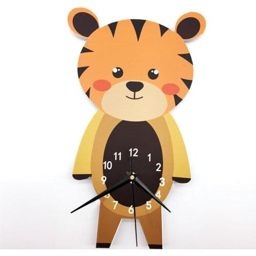 3D Cartoon Tiger Wall Clock Modern Design Kindergarten Kids Room Bedroom Home Decor DIY Art Watch Silent Horloge Christmas Gifts