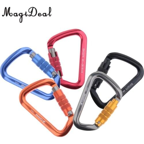 5pcs 28KN Aluminum Climbing D Type Carabiners Snap Auto Locking Karabiner