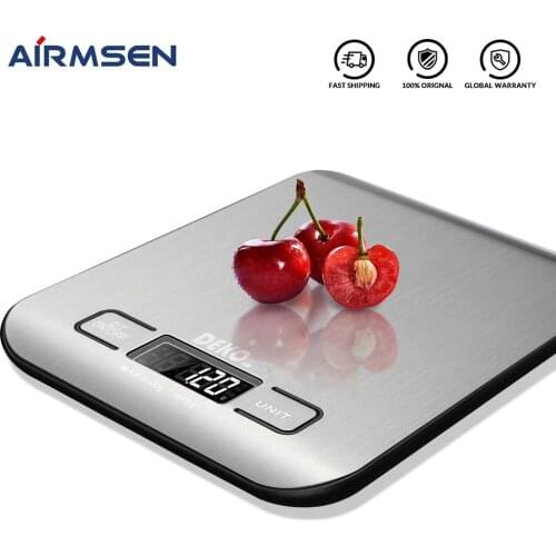 AIRMSEN Household Kitchen Scale Electronic Food Scale Baking Scale Measuring Tool Stainless Steel Platform with LCD Display