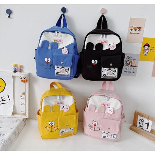 2021 New Cartoon Canvas School Bags Children Backpacks Kindergarten Bear Kids Bag Children School Backpack Girls Boys SchoolBag