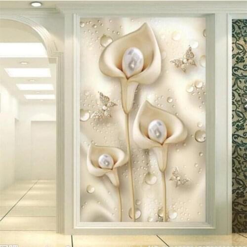 Customized wallpaper 3d modern minimalist embossed calla lily porch TV background wall living room decoration painting фотообои