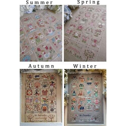 6-Lovely Counted Cross Stitch Kit Calendar Quartet Spring Summer Autumn Fall Winter