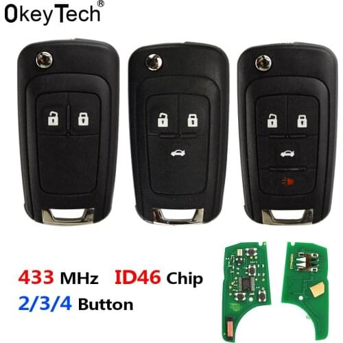 OkeyTech 2/3/4 Buttons 433MHz ID46 Chip Remote Car Key For OPEL/VAUXHALL for Astra J Corsa E Insignia Zafira C 2009-2016