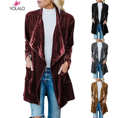 Autumn Velvet Pleuche Trench Coat For Women Long Spring Cardigan Coat Casaco Feminino Abrigos Mujer Winter Outerwear Overcoat