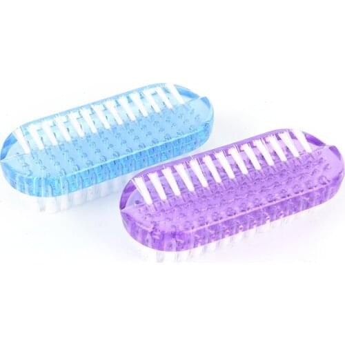 Plastic Nail Cleaning Scrubbing Brush Double Sided Hand Nail Brush Cleaner (Blue Purple)
