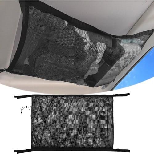 Car Ceiling Storage Net Car Roof Storage Bag Portable Storage Net Auto Interior Cargo Net Bags Sundries Storage Organizer