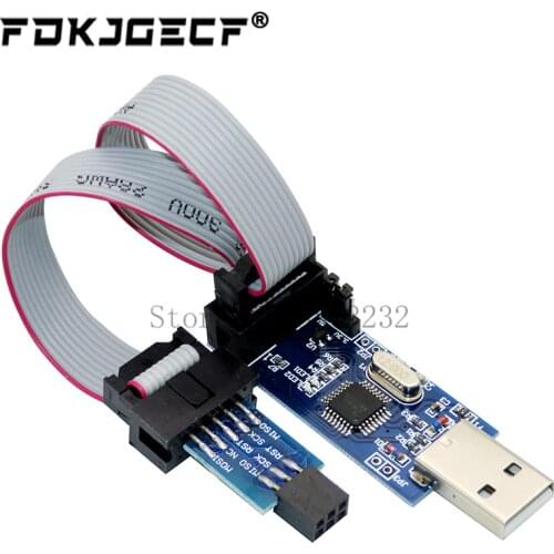 1Set USBASP USBISP AVR Programmer USB ATMEGA8 ATMEGA128 ATtiny/CAN/PWM 10Pin Wire Module DIY + 10Pin To 6 Pin Adapter Board