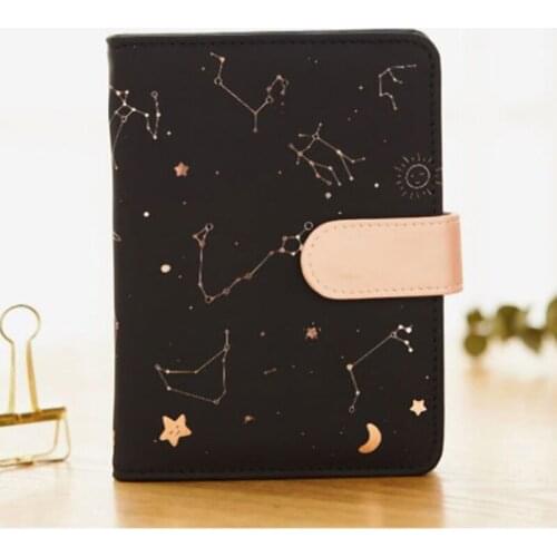 R9UA Starry Star Moon PU Leather Notebook Hardcover Paper Journal Diary Planner Notepad Starry Sky Daily Work Study Notebook