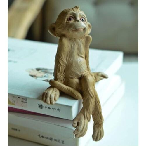 Retro Nordic cartoon monkeys set out with a small creative pot on the table glass bookshelf lovely home animal props