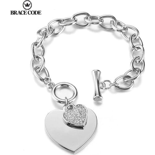 Romantic CZ Crystal Heart Bracelets Alloy Gold Color Lock & Key Charms Bracelets for Women Love Cuff Brand Bracelet Jewelry Gift