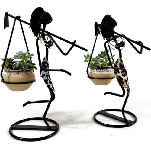 Nordic Iron Girl Flower Stand Carrying Axe Man Succulent Plants Flower Pot Desktop Home Decorations Birthday Gift pot plants