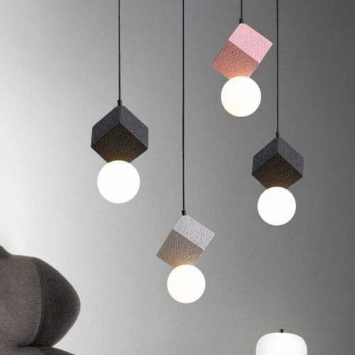E27 Modern Minimalist Resin Pendant Light Cafe Shop Bar Restaurant Glass Hanging Light Nordic Bedside Dinning Room Hanging Lamps