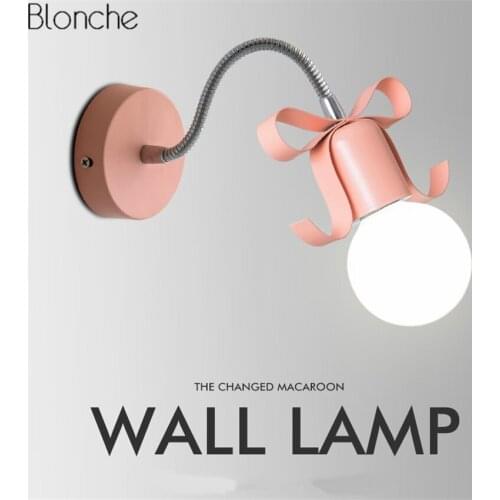 Modern Bow-knot Macarons Wall Lamp Led Adjustable Wall Sconce Lights for Childrens Room Princess Bedroom Bedside Home Lighting