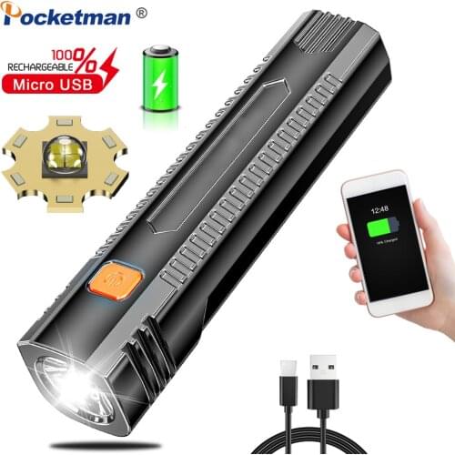 LED Flashlight USB Rechargeable Torch with Output Power Bank Function Built-in Battery Flashlight Mini Flashlight Small Torch