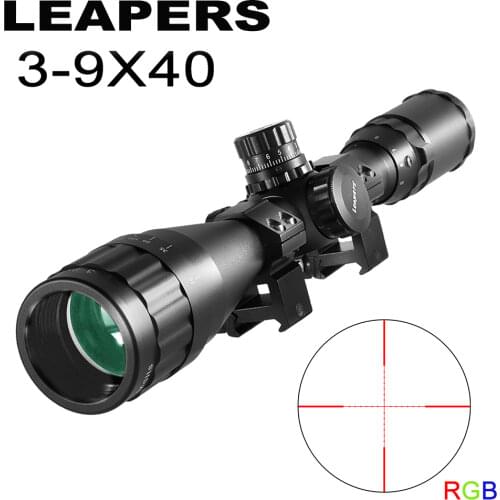 Leapers 3-9X40 Riflescope Tactical Optical Rifle Scope Red Green Blue Dot Sight Illuminated Retical Sight Hunting Sniper Scopes