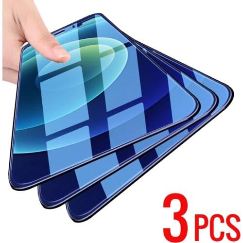 3PCS for iPhone 7 8 Plus 6 6s Plus SE 2020 Full Cover Tempered Glass Screen Protector for iPhone 12 Mini 11 Pro Max X XS Max XR