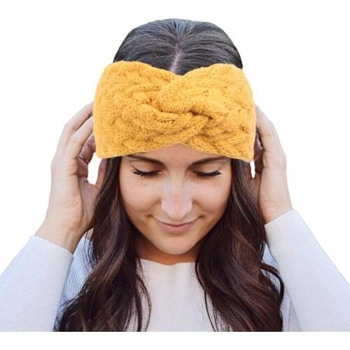 Winter Ear Warm Wool Twist Headband Turban Lady Crochet Wide Stretch Hairband Headwrap Hair Accessories 2019 New Fashion